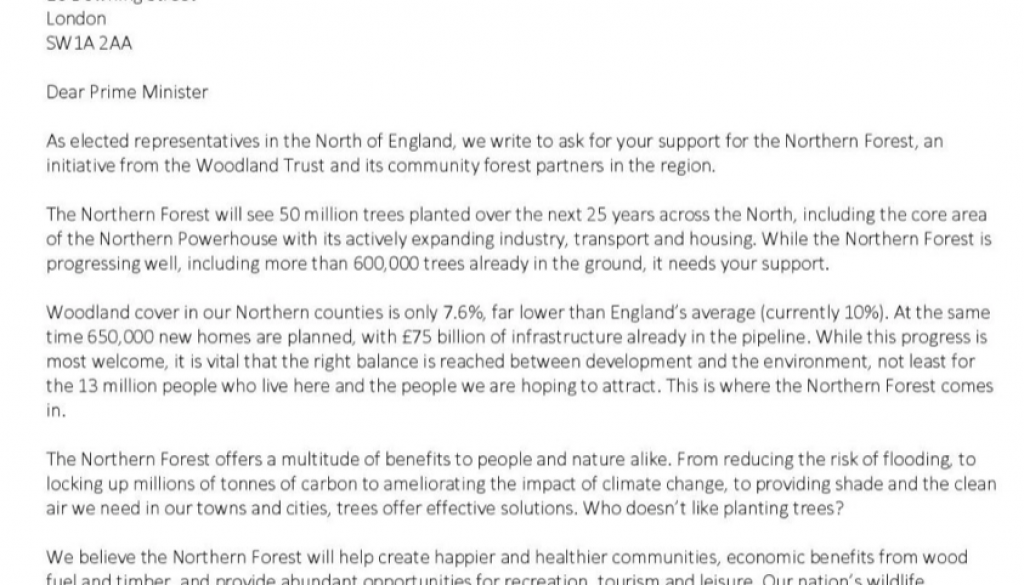 Leaders across the North call on Prime Minister to grow the Northern Forest Letter